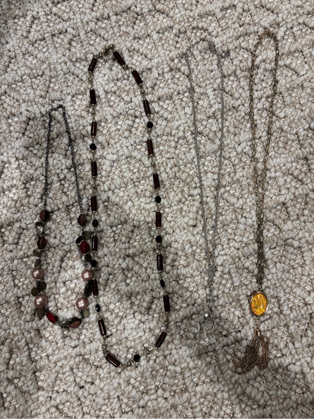Lot of 4 silver chain and beaded necklaces